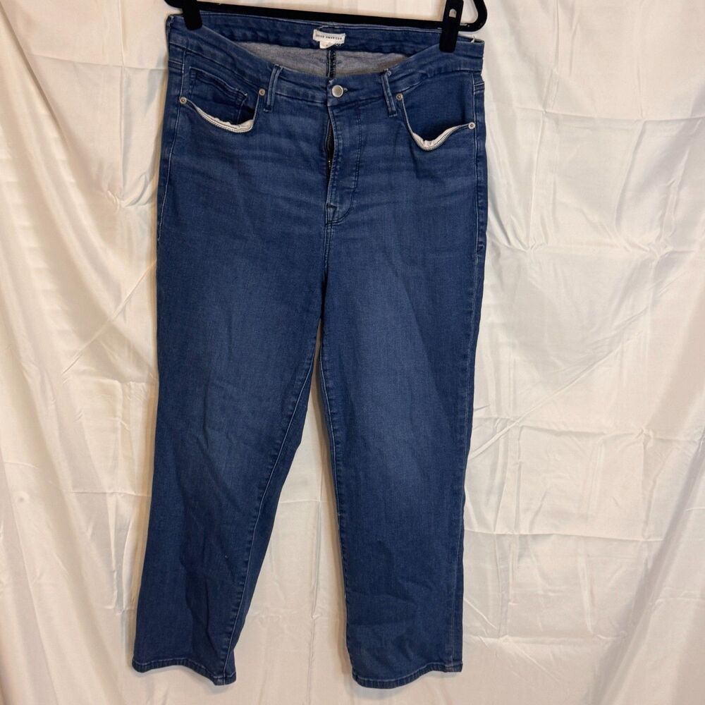 Plus Size Good American Dark Denim Good Petite‎ Straight Jeans SZ 16